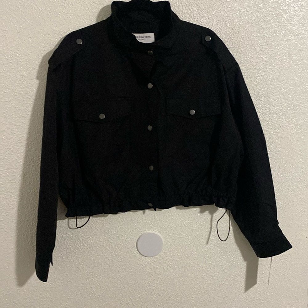 NWT- Marc New York- black boxy moto jacket- Size large